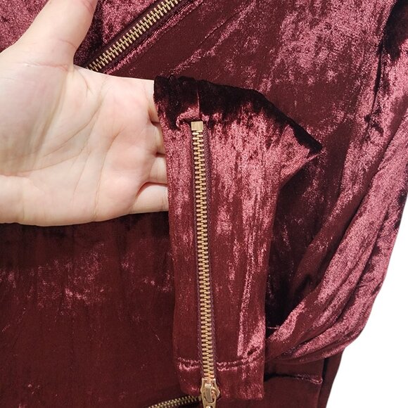 Agent Provocateur Burgundy Velvet Dress Size 14 Long Sleeve Asymmetric Zipper - Picture 7 of 16